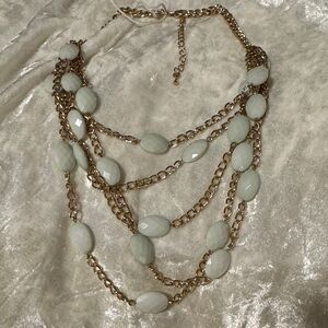 🌸Final price🌸VintageLayered Gold Chain Necklace with White Beads - Women Jewelry